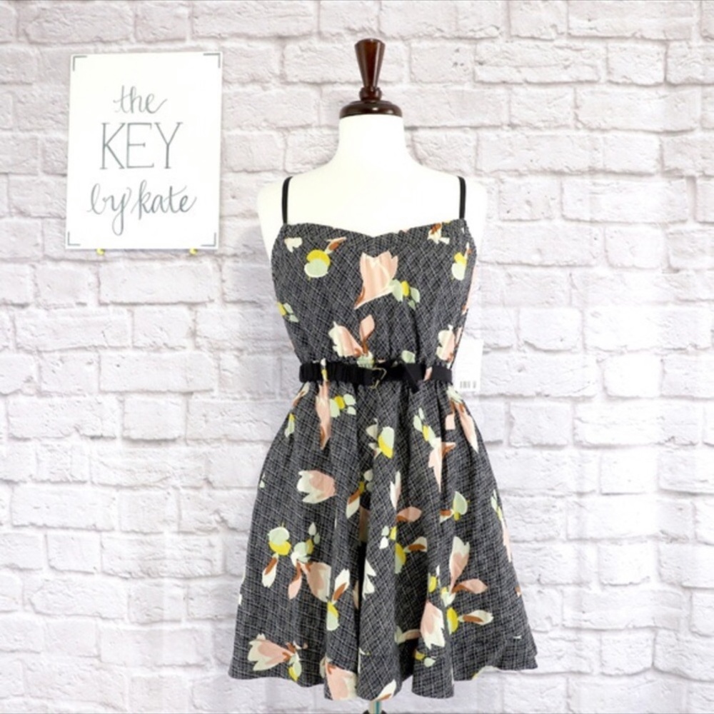 NWT Urban Outfitters Floral Black Motif Mini Dress